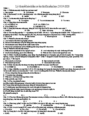 Lý thuyết ôn thi Đại học - Hóa học hữu cơ - Năm học 2019-2020